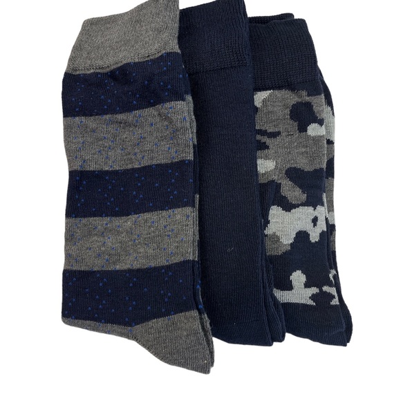 Men’s Crew Socks New Boxed Gift Set- 3 Pack- Navy and Gray Themed - Picture 3 of 9